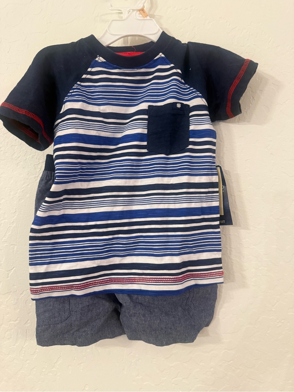 Lucky Brand Navy, White & Blue Striped Short Sleeve Tee